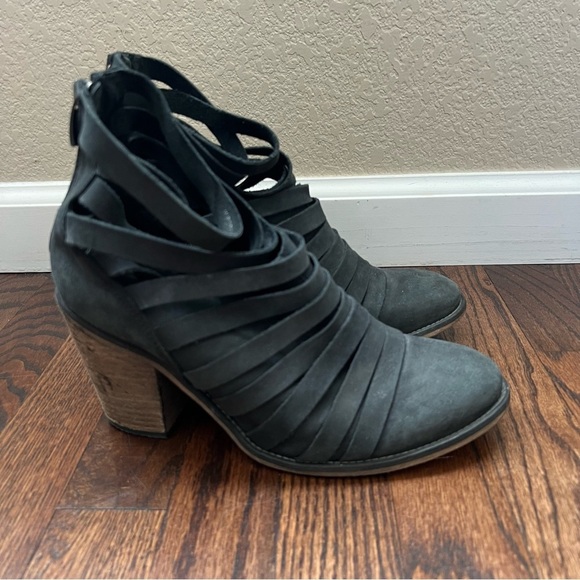 Free People Hybrid Strappy Suede Leather Boots Booties Heels Size 40 US 9-9.5, - Picture 2 of 16